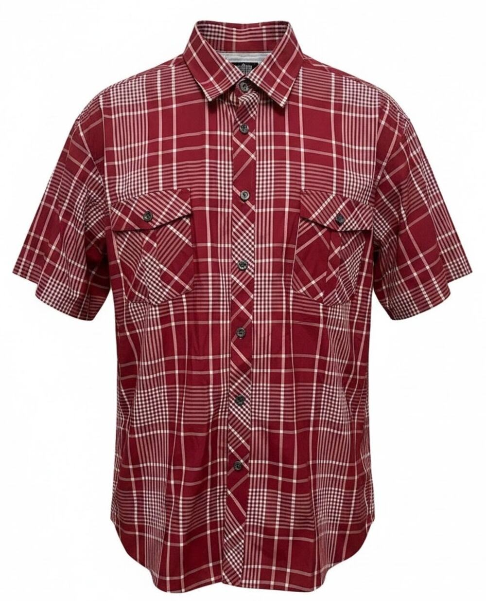 Red Men's Shirt Noiz Plaid Button Up Sz 4XL Short Sleeve White pockets NEW